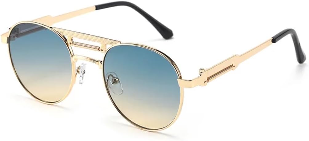Sunglasses Men Round Metal Frames Women Steampunk
