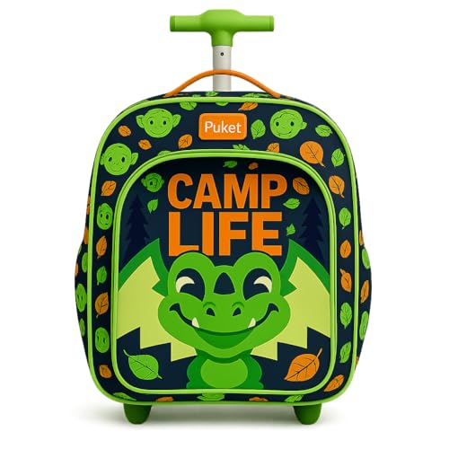PUKET - Mochila escolar com Rodinha Puket Dragão Camping