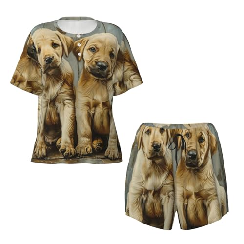 Pijama de cachorros mujer conjunto corto ligero ropa de dormir verano casual casa 6