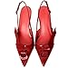 Women Heels Slingback Pointed Closed Toe Kitten Heel Sandals Slip On Stiletto 2.6 Inch Pumps Metal Buckle Faux Leather Evening Prom Party Red Dress Shoes