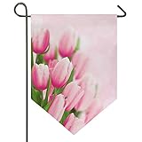 Oarencol Tulipanes - Bandera de casa grande para el día de la madre, diseño de flores rosas de doble cara, decoración de jardín, 61 x 100 cm