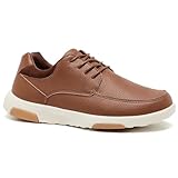 Men's Orthopedic Walking Shoes for Arch Support: Soft Fashion Sneakers with Supportive for Plantar Fasciitis, Casual EVA+Rubber Sole Oxfords for Tendonitis Light Brown Size 12