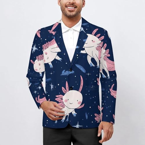 Cute Axolotl Men's Slim Suit Long-Sleeve Prom Tuxedo Classic Two Button Business Jacket2