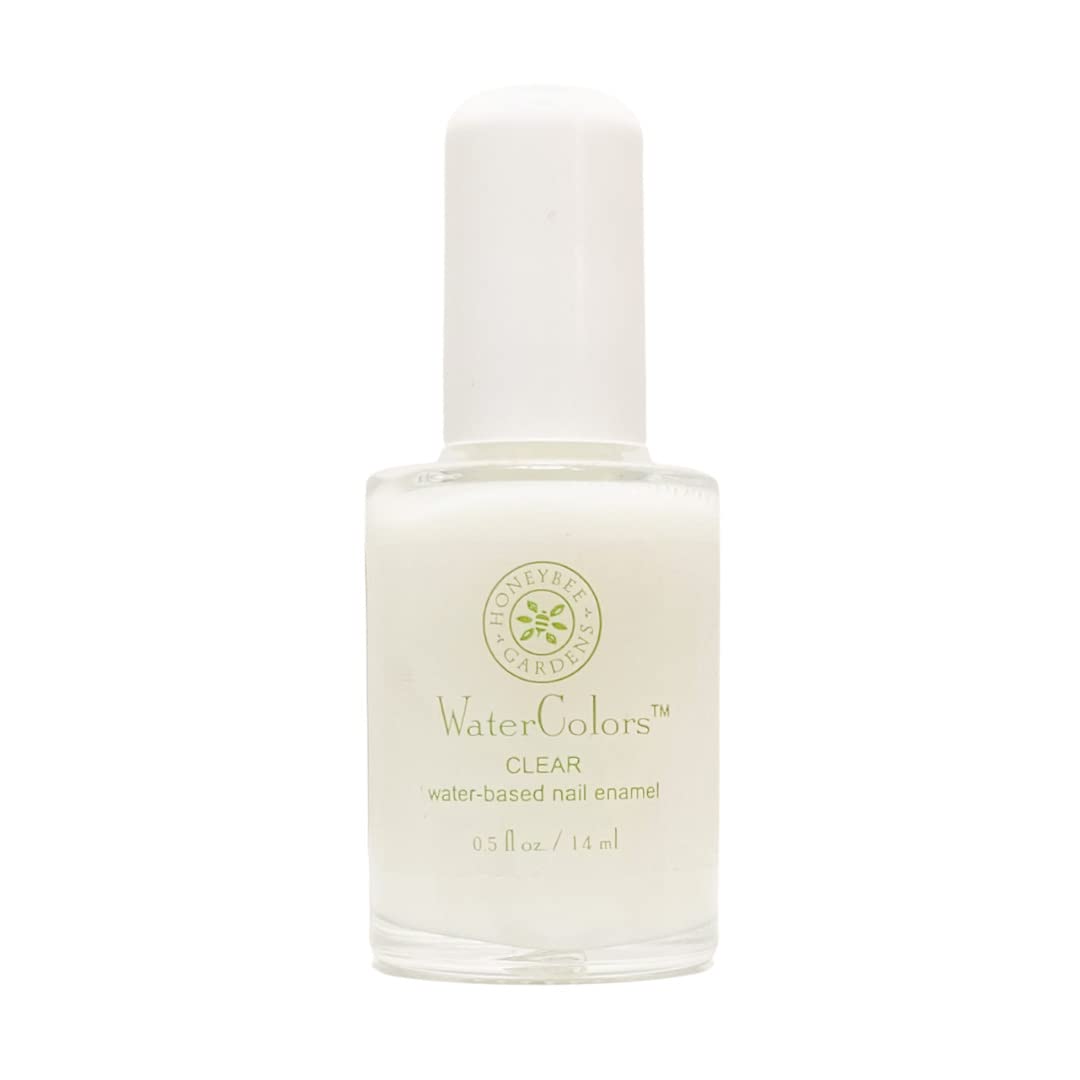 Honeybee Gardens Water-Based Nail Enamel, Clear, Eco-Friendly, Odorless & Vibrant Polish, 0.5 fl oz