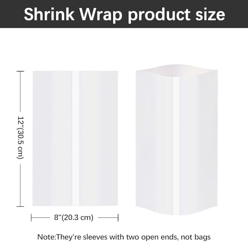 Image of 50 Pcs Sublimation Shrink Wrap Sleeves,8x12 Inch Heat Transfer Shrink Film Bags for Blanks 30 oz Tumblers,Mugs,Cups,Shrink Wrap Bands for Sublimation