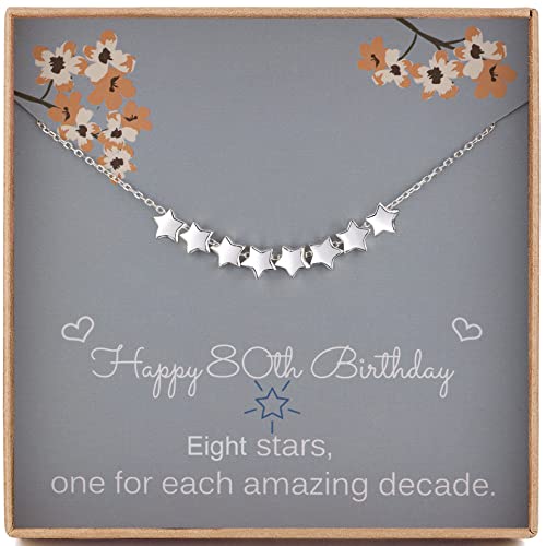 Collier 80 ans en argent pour femme : 8 étoiles pour célébrer huit décennies d'amour