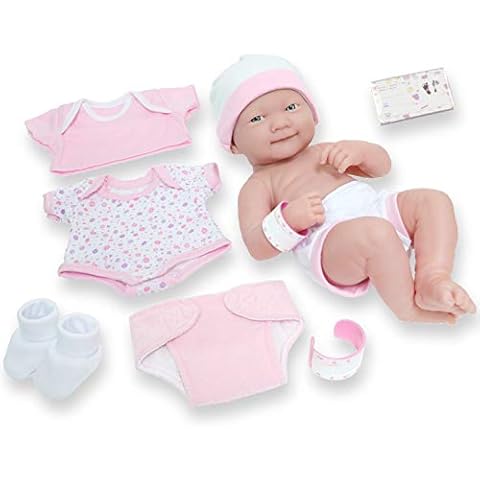 JC Toys Rubber Baby Doll with Set of Pink Clothes, Multicolour (18543_A) Cover