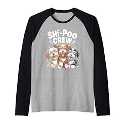 Buy the Adorable Shi-Poo Cartoon Raglan Baseball Tee for Dog Lovers – Cool Shi-poo Puppy Cartoon Designs