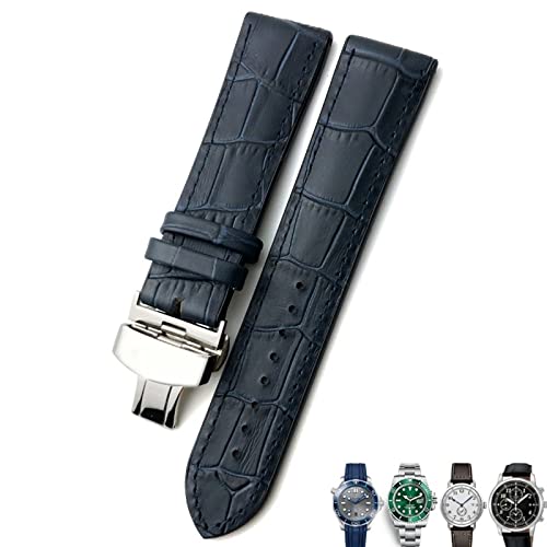 Bracelet montre cuir marron 21mm de style vintage pour boîtier Rolex et IWC