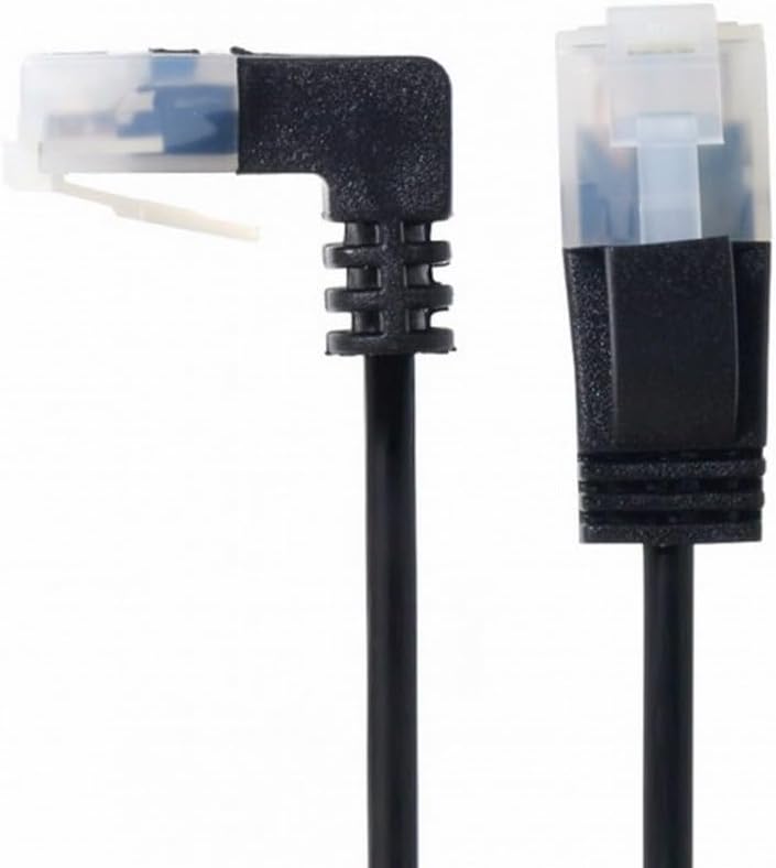 cablecc Ultra Slim Cat6 Ethernet Cable RJ45 Down Angled to Straight UTP Network Cable Patch Cord 90 Degree Cat6a LAN for Laptop Router TV Box 100cm