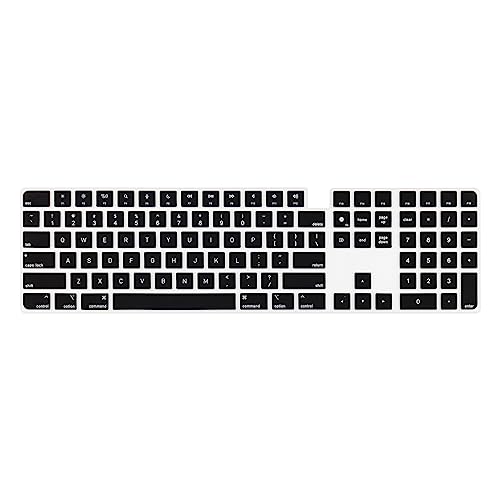 Boaulee Silicone Keyboard Cover Skin for Magic Keyboard with Touch ID and Numeric Keypad Model A2520 2022 Sudio and for iMac 2021 24 inch M1 chip US Layout Anti-Dust Keyboard Protector (Black)