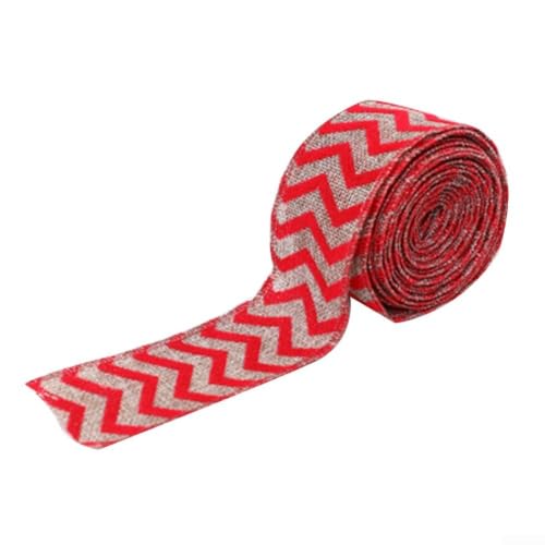 Linen Christmas Ribbon 2m Snowflake Pattern for DIY Crafts(Waves)