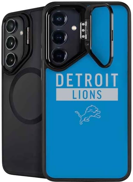 Skinit Kickstand Phone Case Compatible with Galaxy S24 FE - Officially Licensed NFL Detroit Lions Distressed Design