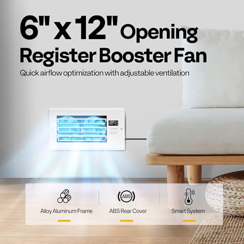 VIVOHOME Register Booster Fan - 6'' x 12'' Opening with Adjustable Louver - Smart Thermostat & 10-Speed Remote Control - AC Vent Fan for Floor, Ceiling, Wall - Quiet Operation (White) by VIVOHOME - Used condition - Image 7