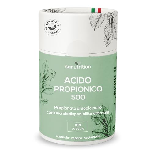 PROPIONATO NATURALE VEGANO: Il propionato di sodio è la forma salina dell'acido propionico, un acido naturale prodotto dalla decomposizione chimica dello zucchero. È un composto che viene prodotto naturalmente nel corpo quando vengono metabolizzati alcuni acidi grassi e aminoacidi.