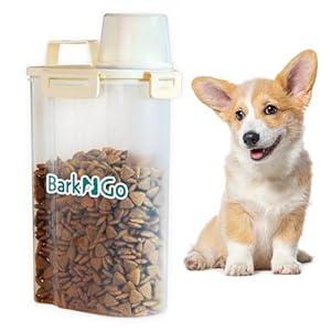 BarkNGo Airtight Dog Food Storage Container – 6.6Ib (3kgs/3Liter) Pet Food Storage Solution with Easy Pour Spout & Measuring Cup – Moisture-Proof Durable Design, Perfect for Dogs and Cats