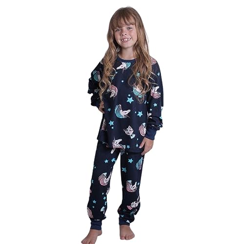 Pijama Algodão Longo Feminino Infantil Cor:Azul;Tamanho:1