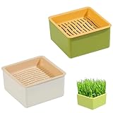 KDSSYFT 水耕栽培猫草キット 猫草プランター キャットグラストレー 室内用 発芽コンテナ 猫草栽培ボックス (2個入り)