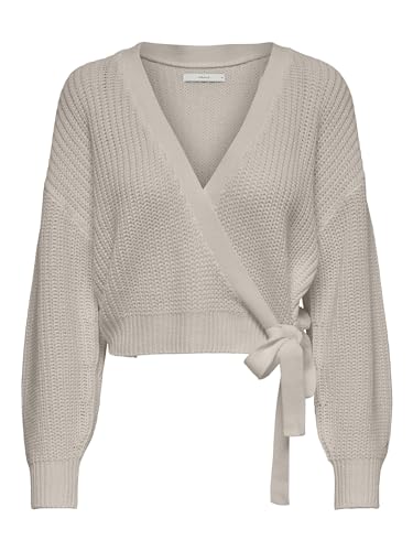 ONLY Damen Onlbreda Wrap L/S Cardigan Knt Noos Strickjacke, Pumice Stone, L...