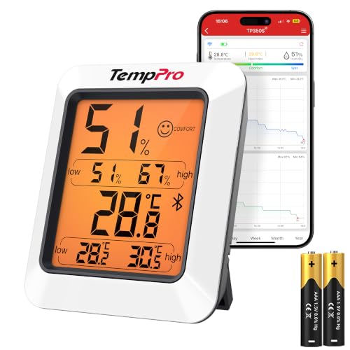 TempPro TP350 Termómetro higrómetro de 80 m Bluetooth, 1 Pieza