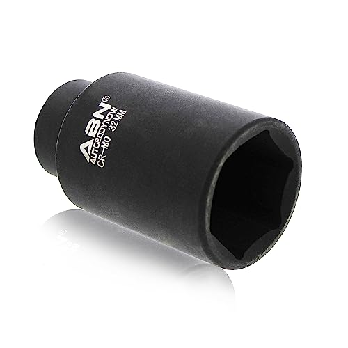 ABN Axle Nut Socket, 32mm, 1/2in Drive, 6 Point – Universal for All Vehicle 6pt Installation, Removal, Repair