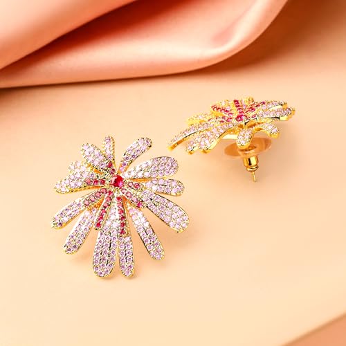 Image of Rubans Stud Earrings American Diamond Zirconia Stylish Jewellery Gift for Women & Girls
