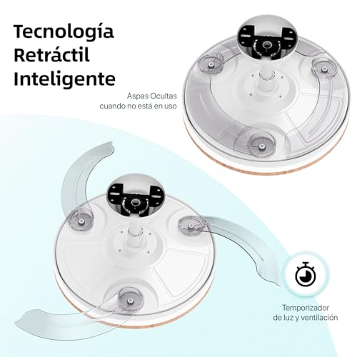LEDUNI Ventilador con Luz LED 72w 7590LM con mando a distancia, Motor DC temporizador, 6 velocidades, aspas retráctiles, 3 temperaturas de luz, función verano-invierno Silencioso (Madera) - imagen 4