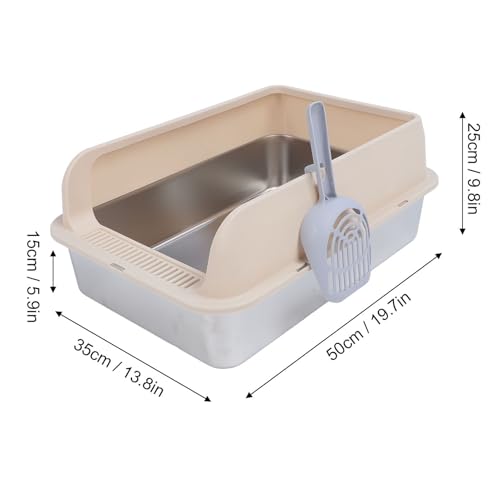 Caja de arena para gatos acero inoxidable con lados altos miniatura 7