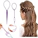 Schembo Topsy Tail Hair Tool Set - 6pcs Loop Styling Tool, Ponytail Pull Through, Two Sizes, 3 Colors (Pink/Purple/Blue) for Women, Girls & Kids