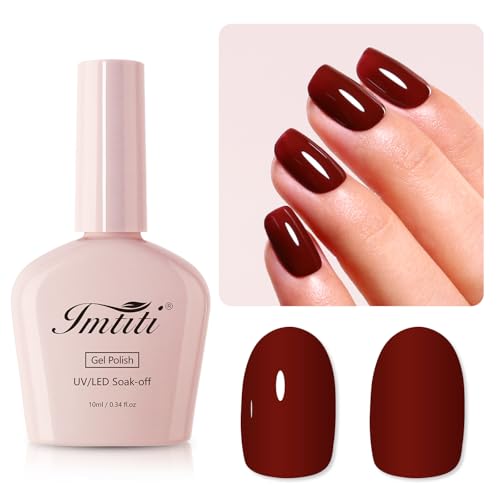 Imtiti Smalto UV rosso, 10 ml, colore bordeaux, rosso UV, smalto per unghie Soak Off LED, smalto per unghie autunnale, inverno, gel fai da te, per manicure, salone, gel UV