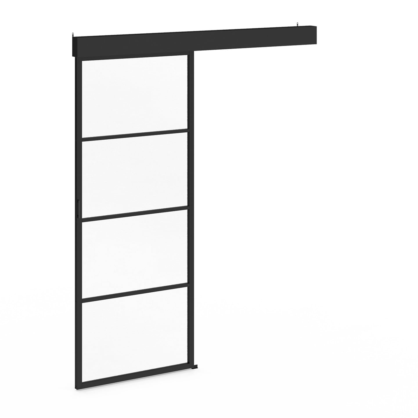 IDMarket - Kit de puerta corredera de cristal templado 83 cm de metal + MDF con riel y fijaciones