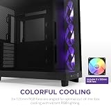 NZXT H6 Flow RGB | CC-H61FB-R1 | Compact Dual-Chamber Mid-Tower Airflow Case | Includes 3 x 120mm RGB Fans | Panoramic Glass Panels | High-Performance Airflow Panels | Cable Management | Black