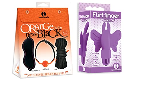 Sex Toy Gift Set Bundle Of Orange Is The New Black, Kit #2 - See No Evil, Speak No Evil And Icon Brands Flirt Finger Butterfly, Finger Vibrator, Purple #TOP7