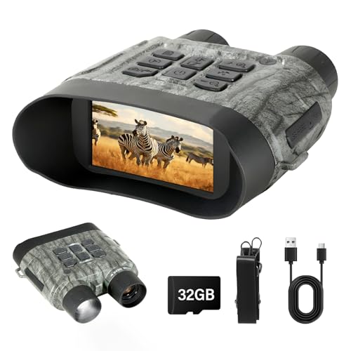 Spector Night Vision Goggles,4K Night Vision Binoculars with 11x Zoom & 32GB Card,5200mAh Battery, 1000M Viewing Range,3" Screen Infrared Goggles for Hunting,Camping,Wildlife Observation