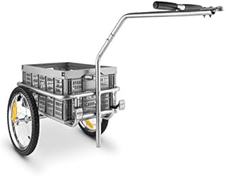 DuraMaxx Bigbig Box Bicycle Trailer Wagon Sturdy Steel Removable Foldable Box Attachable (40l, 40kg Load, Easy Transport) Silver