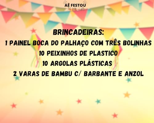 KIT BRINCADEIRAS FESTA JUNINA ARRAIA PALHAÇO PESCARIA ARGOLAS AEFESTOU (PALHAÇO FM, PALHAÇO FM)