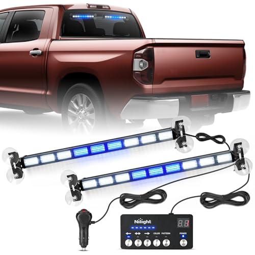 Image of Nilight 162 LED Traffic Advisor Strobe Light Bar with Controller Blue White | 2 in 1 Emergency Warning Hazard Lights 4 Switchable Color 36 Flash Pattern for Trucks Cars Tow Plow Construction Vehicles