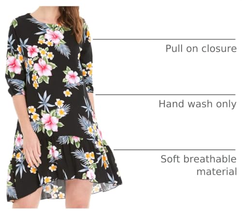 Image of Family Matching Hawaiian Clothes, Hibiscus Black | Black Hibiscus Print • Soft Rayon Fabric • Family Matching Outfits • Vacation Ready • Luau Party Wear