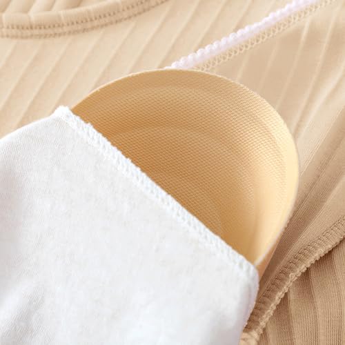 aromm Damen Umstandsmode Langarm-Stillshirts Oberteile und Lange Freizeithosen Stillkleidungsset, Beige, L