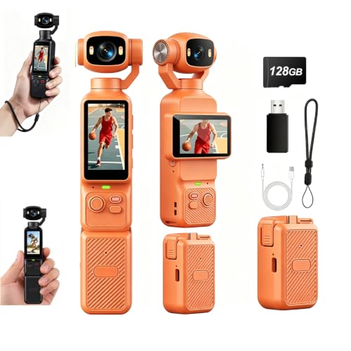 4K Handheld Pocket Action Camera with Charging Case, Vlog Camera 180° Rotatable Lens,1.97 Inch LCD Screen, Portable Mini Camcorder for Travel