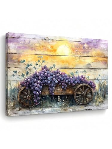 Récolte de raisins sur toile grand format pour réchauffer un mur blanc