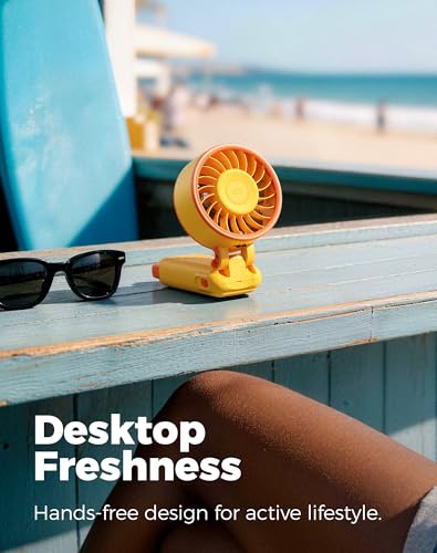 Image of Diveblues Portable Handheld Fan, 7.4m /s High Speed Turbo Fan, 180 Foldable 4-in-1 Personal Neck Fan Integrated Carabiner Clip, 100 Speed Stepless Control, USB-C Rechargeable, 12H Battery, Fanzy D6036