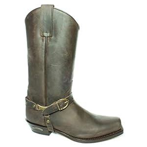 Sendra Boots 3091 Seta Bruin Dames Heren Biker Western Cowboy Laarzen Handgemaakt Vierkante Neus Schuine Hak Leren Zool Treklussen Echt Leer