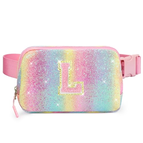 cotmcor Leuke Fanny Pack, Riem Tas Tiener Crossbody Heuptas Gift, Regenboog Glitter L, S, Regenboog