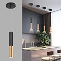 XIYAZG Modern Black and Gold Pendant Light Fixture for Kitchen Island, 1-Light Pendant Lighting with GU10 LED Bulb Ceiling Hanging Lights Cord Adjustable for Living Room Bedroom Dining Room