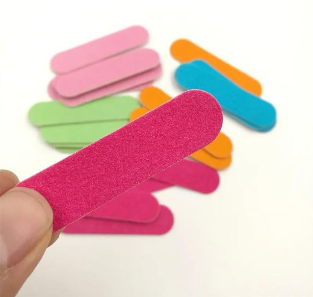 30 Packs Mini Nail Files Disposable Double Sided Nail Buffer Travel Size Emery Boards for Natural Nails, Nail Files and Buffers for Home and Professional Manicure Tools (Pink and Blue) 1