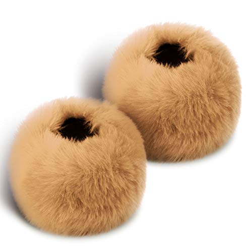 Jasmine Women's Faux Fur Cuff Warm Thick Winter Wrist Cuffs Warmers,Light Brown - Thumbnail 3