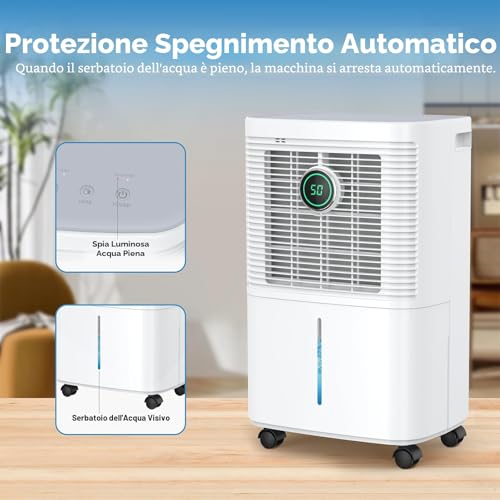 Innvitop Deumidificatore Casa Muffa 12L/24h con Display Digitale Dell'umidità, Deumidificazione Smart, Asciugabiancheria, Timer, Tanica Estraibile, per Camera da Letto, Cantina, Lavanderia - 7