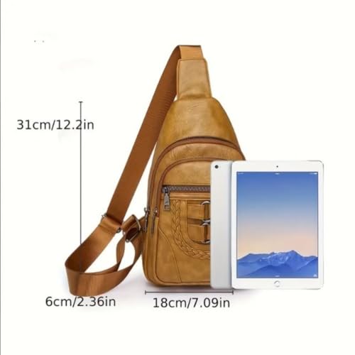 PU Leather Sling Bag Multi Pockets Chest Bag Backpacks Crossbody Purse Chest Daypack Sports Crossbody Bag4