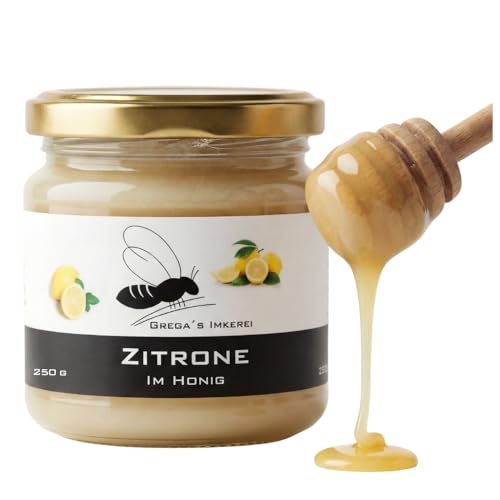 Grega's Imkerei Zitrone im Honig 250g – Cremiger Brotaufstrich direkt vom Imker aus Deutschland, handgemacht mit 100% natürlichen Zutaten (Zitrone im Honig 250g)